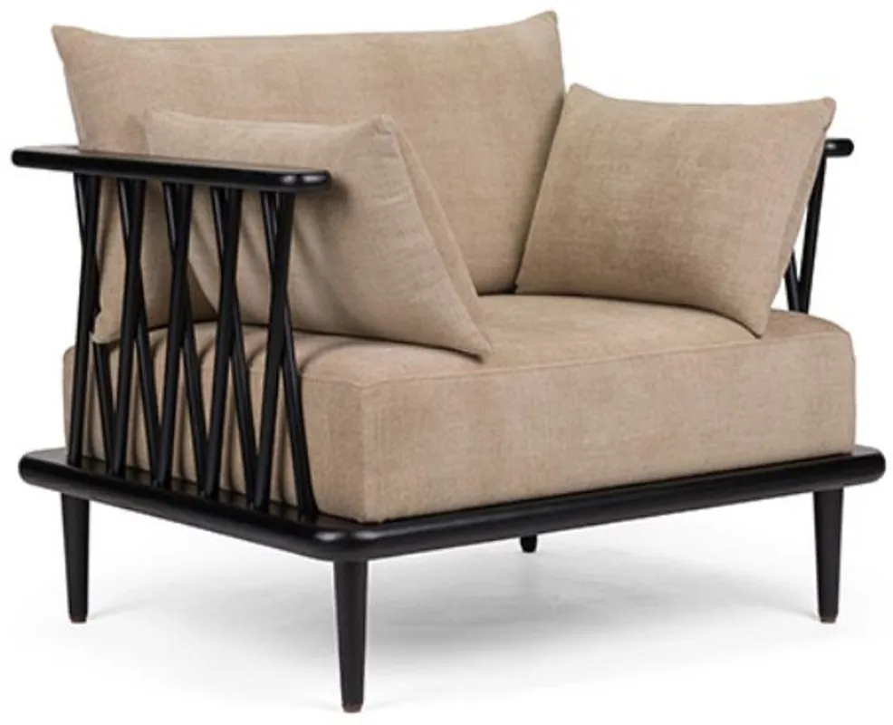 Casa Padrino luxury armchair beige / black H. 77.5 cm - Luxury living room furniture Schneller Versand
