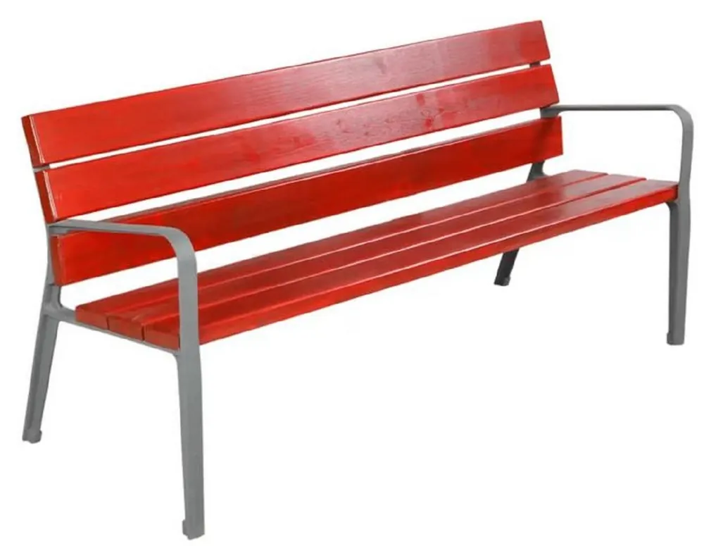 Jetzt Kaufen Casa Padrino park bench - City bench with backrest and armrests red / gray 180 cm