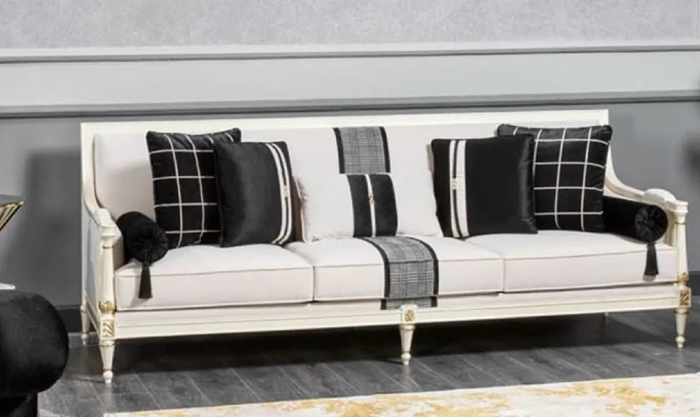 Meistverkauft Casa Padrino luxury baroque sofa white / gray / black / gold 260 cm - Baroque living room furniture
