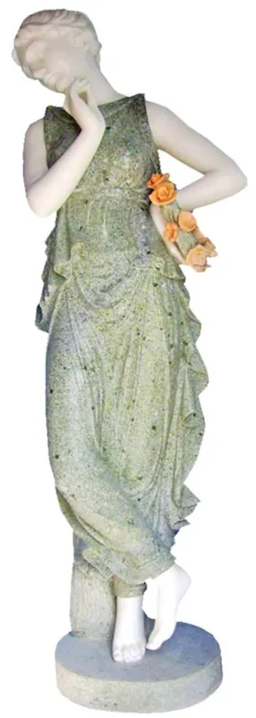 Casa Padrino Art Nouveau marble decorative sculpture lady green / white / orange H. 150 cm Bestseller