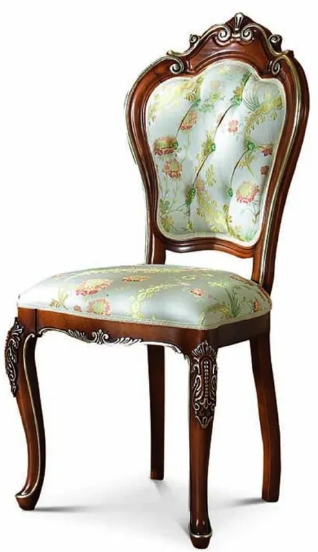 Casa Padrino Luxury Baroque Dining Room Chair Colorful / Brown / Gold - Baroque Furniture - Made in Italy Schneller Versand