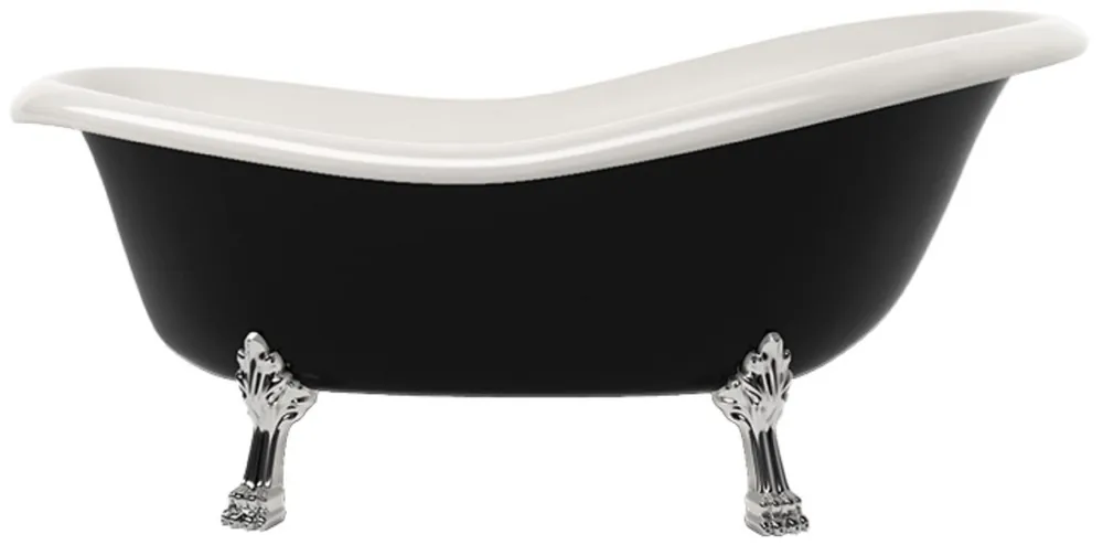 Finale Aktion Casa Padrino Art Nouveau bathtub black / white / silver 168 cm - Freestanding retro style bathtub