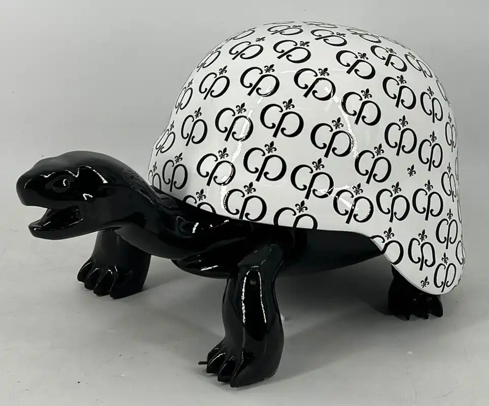 Solange Der Vorrat Reicht Casa Padrino luxury decorative figure turtle black / white 40 cm - Decorative accessories