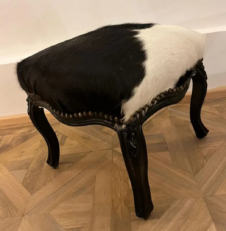 Casa Padrino baroque footstool black / white - Baroque style stool - Baroque furniture Bestpreis