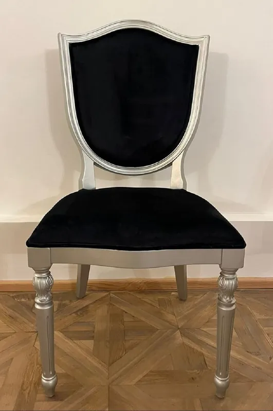 Sale Casa Padrino Art Deco Dining Room Chair Black / Silver - Art Deco Dining Room Furniture