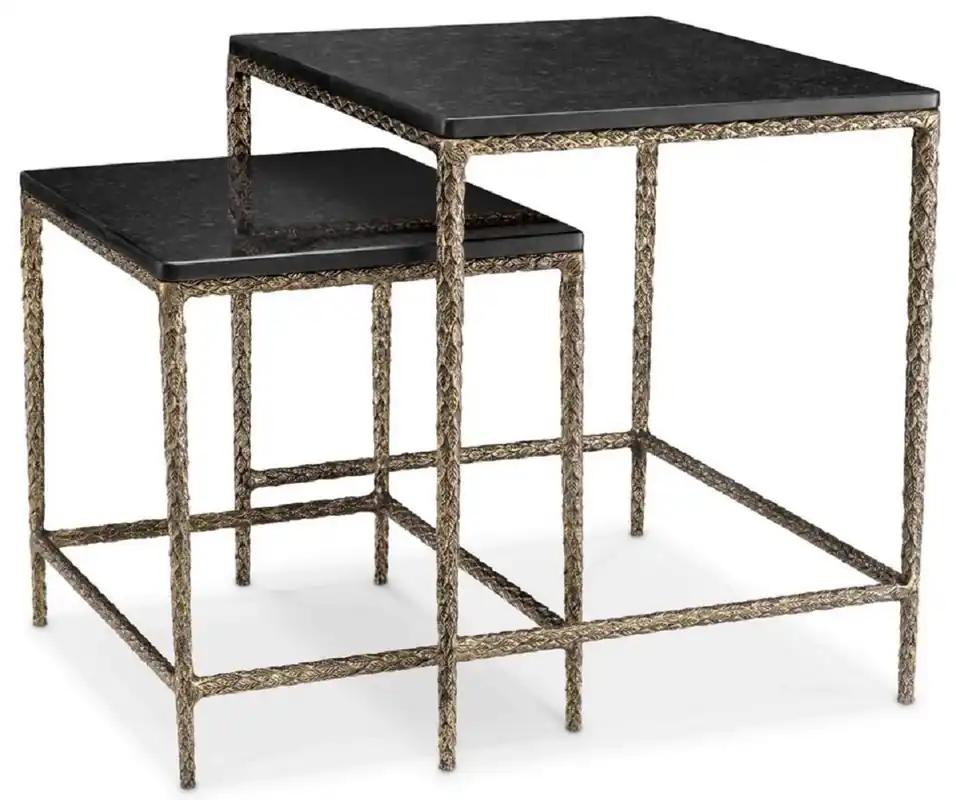 Casa Padrino luxury side table set vintage brass / black - Luxury living room & hotel furniture Bestseller