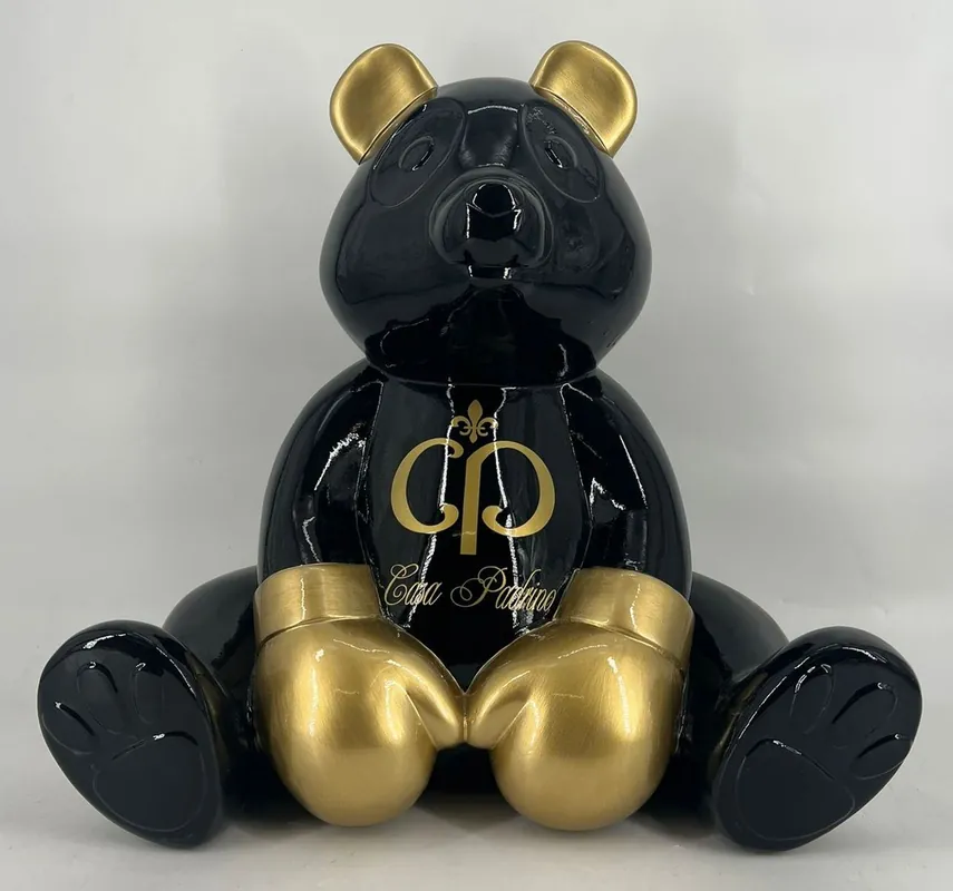 Casa Padrino luxury decorative figure boxer teddy bear black / gold 50 cm - Decorative sculpture Wochenendangebot