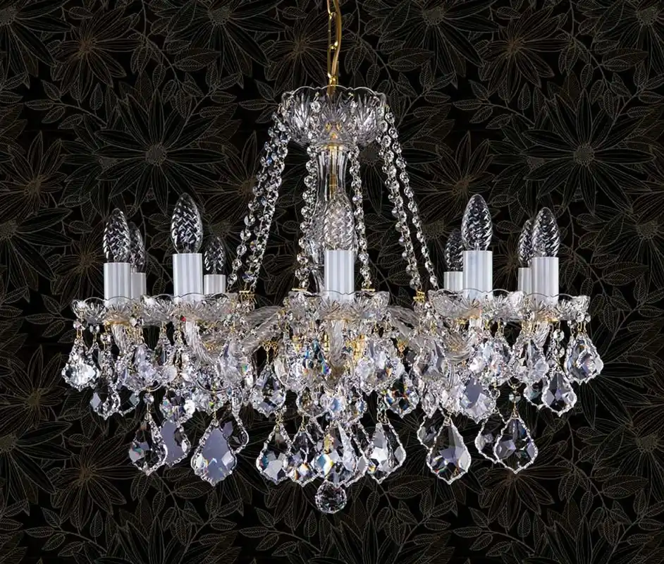 Casa Padrino luxury baroque chandelier with bohemian crystal glass gold Ø 60 cm Markenprodukt