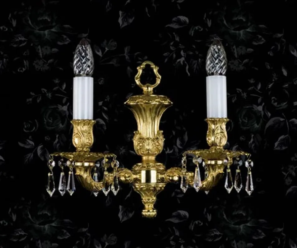 Casa Padrino luxury baroque crystal double wall lamp gold 33 cm Top-Preis