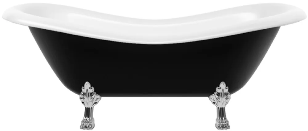 Casa Padrino Art Nouveau bathtub black / white / silver 188 cm - Freestanding retro style bathtub Markenprodukt