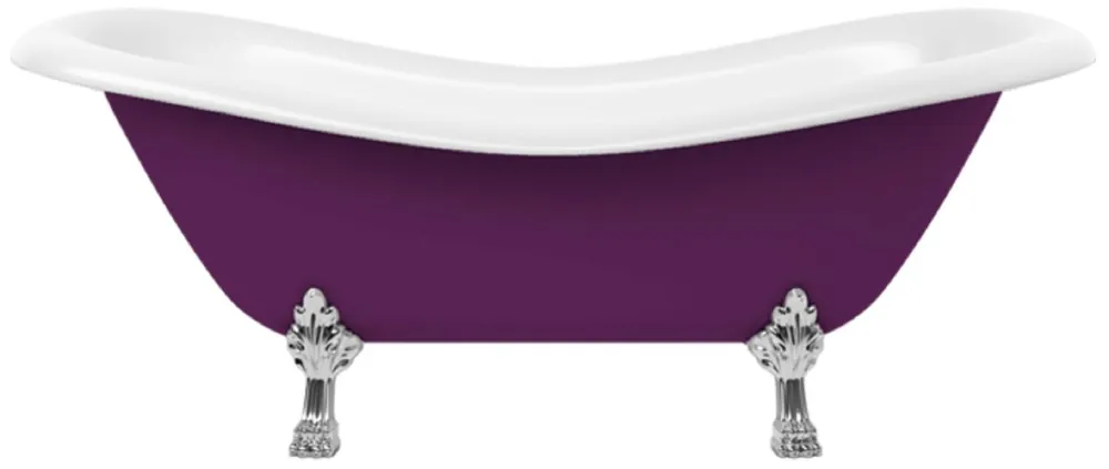 Heißes Angebot Casa Padrino Art Nouveau bathtub purple / white / silver 188 cm - Freestanding retro style bathtub
