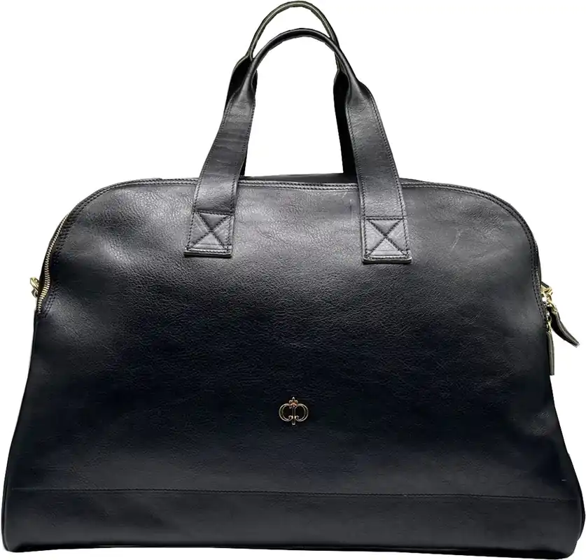 Casa Padrino luxury genuine leather travel bag black / gold 50 cm - Made in Italy Online Kaufen
