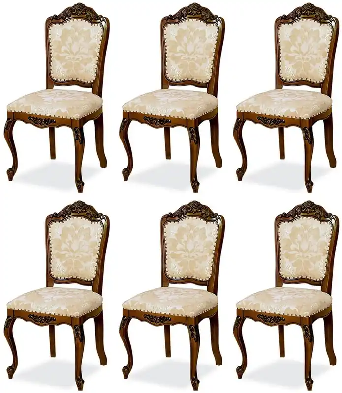 Mega-Angebot Casa Padrino luxury baroque dining chair set of 6 beige / brown H. 103 cm - Baroque dining room furniture
