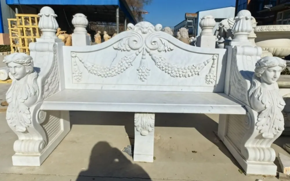 Casa Padrino Luxury Baroque Marble Garden Bench Gray 183 cm - Baroque Garden Furniture Schnäppchen