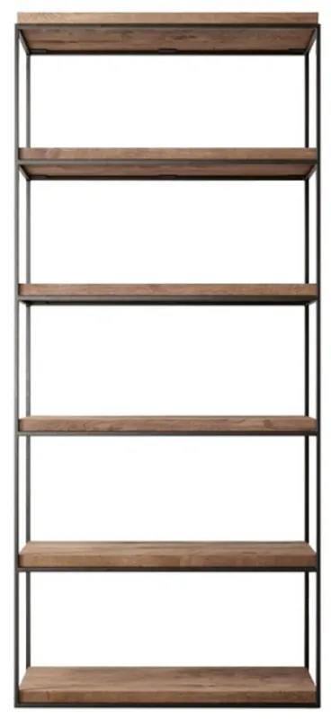 Casa Padrino luxury metal shelf cabinet with rustic oak shelves black / brown H. 230 cm Schnäppchen