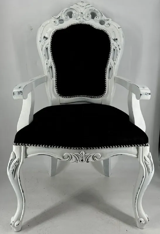 Casa Padrino luxury baroque dining chair black / antique white - Dining room furniture in baroque style Nur Für Kurze Zeit