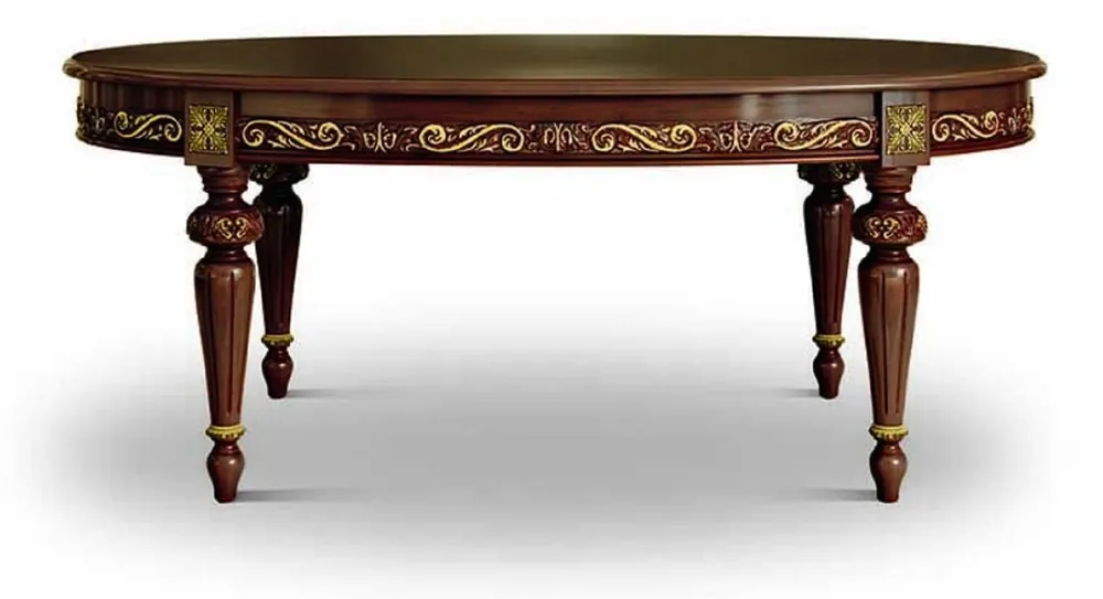 Casa Padrino luxury baroque dining table brown / gold 160-210 cm - Baroque furniture - Made in Italy Heißes Angebot