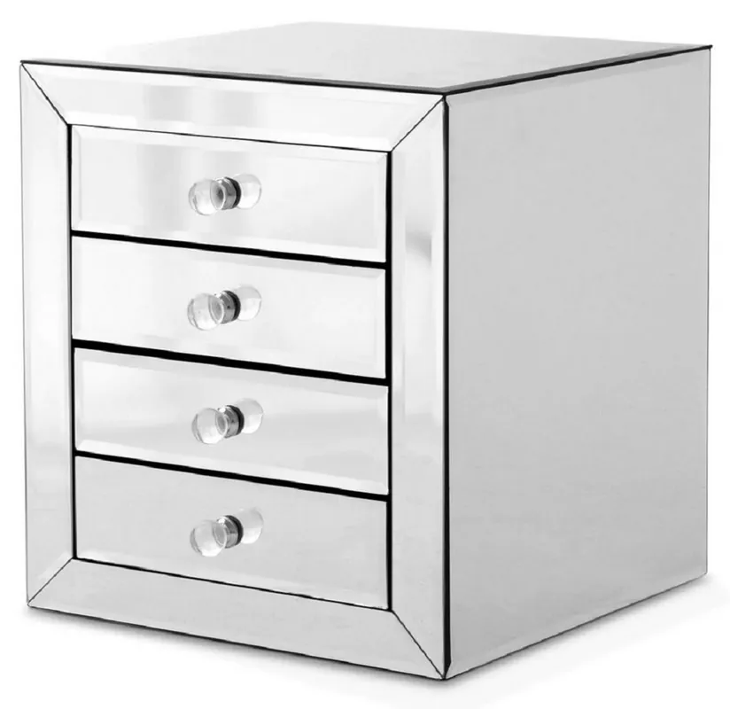 Casa Padrino luxury bedside table with 4 drawers - Mirrored nightstand - Luxury furniture Sofort Bestellen