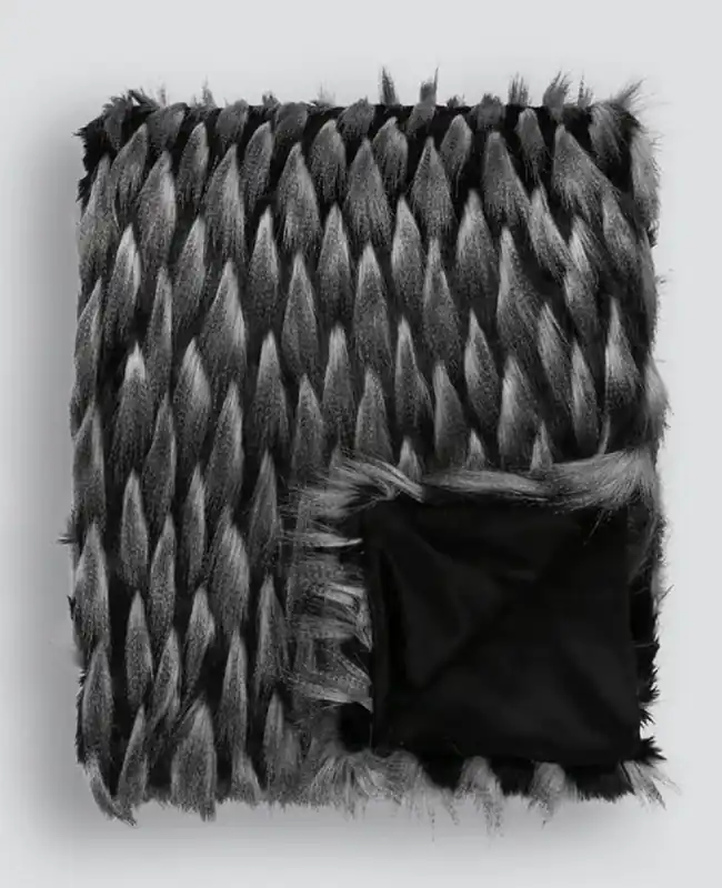 Super-Preis Casa Padrino luxury bedspread black / gray 150 x 180 cm - Faux fur blanket