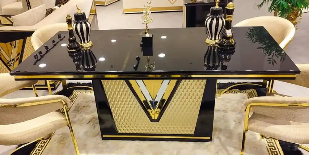 Casa Padrino luxury dining table black / gold 200 cm - Luxury dining room furniture Billig