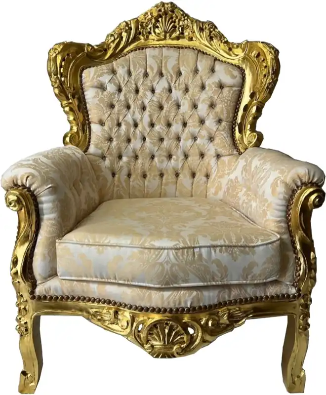 Casa Padrino baroque armchair with rhinestones gray / beige / gold - Living room furniture in baroque style Knallerangebot