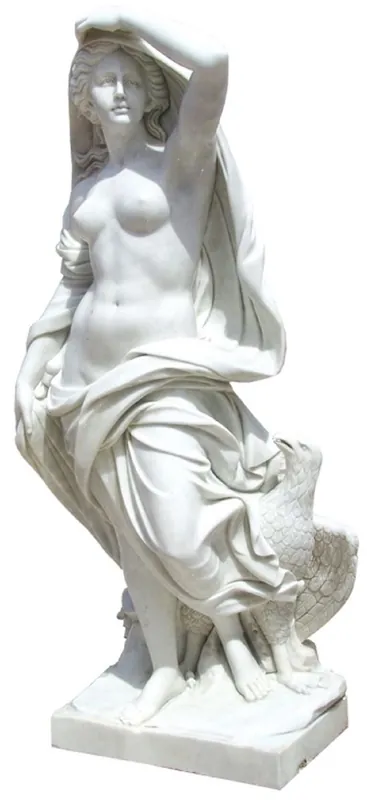 Casa Padrino Art Nouveau Garden Decoration Marble Sculpture Woman with Eagle Gray H. 180 cm Beliebt