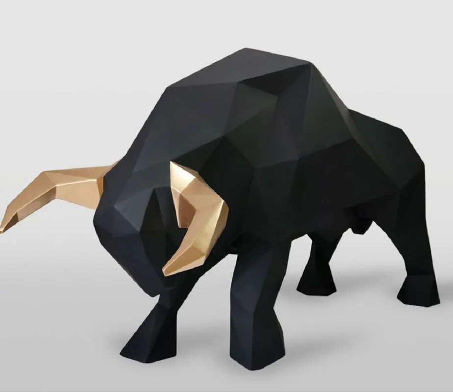 Begrenztes Angebot Casa Padrino XXL decorative sculpture bull black / gold 220 cm - Life size abstract garden decoration figure
