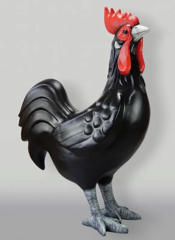 Heißes Angebot Casa Padrino XXL decorative sculpture rooster black / red / gray H. 180 cm - Huge garden decoration figure