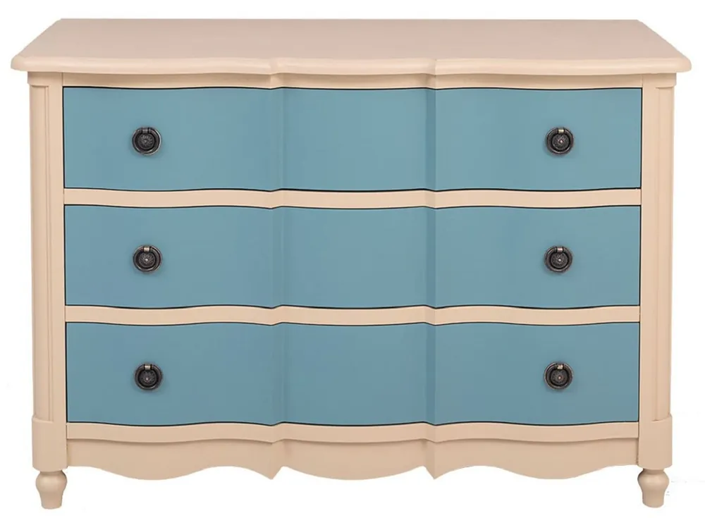 Direktkauf Casa Padrino country style chest of drawers with 3 drawers beige / blue 130 cm - Country style furniture
