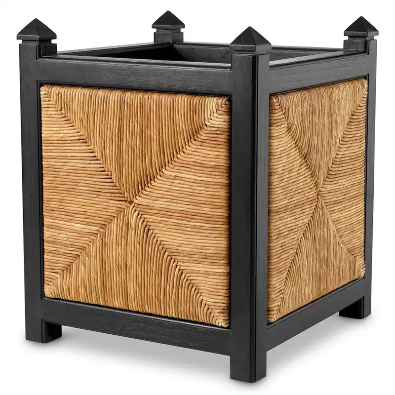 Casa Padrino luxury flower pot natural / black H. 80 cm - Square plant pot Schnäppchen