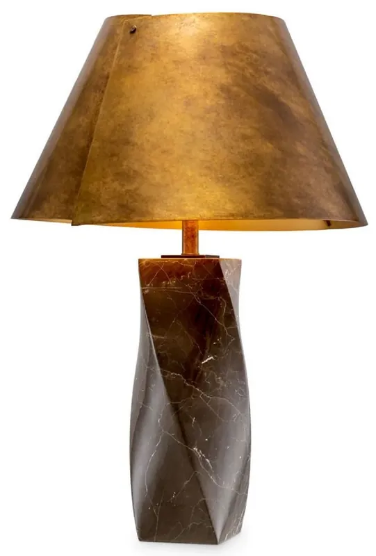 Direkt Vom Hersteller Casa Padrino luxury marble table lamp with metal lampshade brown / vintage brass Ø 53 x H. 78 cm
