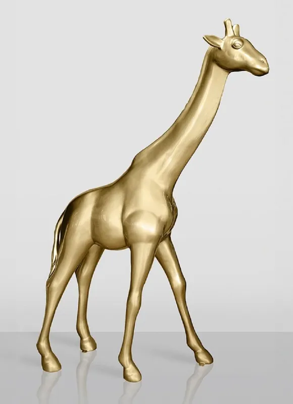 Casa Padrino XXL decorative sculpture giraffe gold H. 230 cm - Huge garden decoration figure Echt