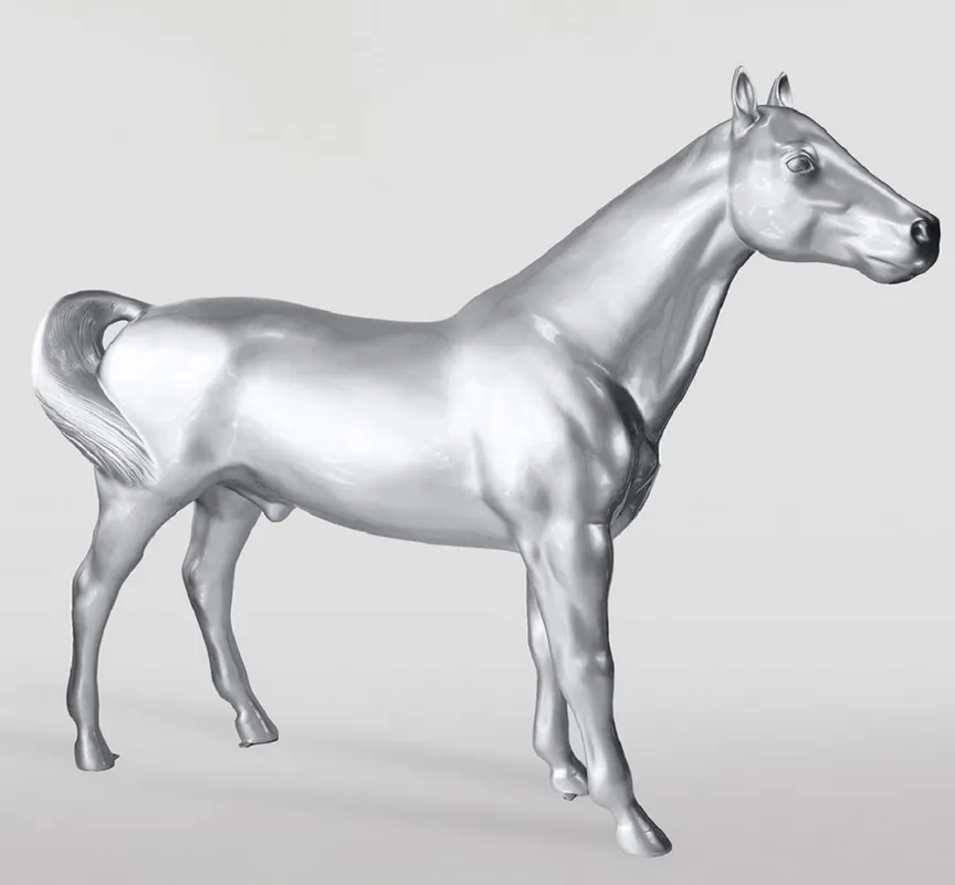Casa Padrino XXL decorative sculpture horse silver 245 cm - Life size garden figure Direkt Vom Hersteller