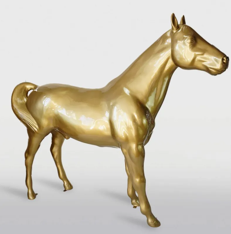 Casa Padrino XXL decorative sculpture horse gold 245 cm - Life size garden figure Wochenendangebot