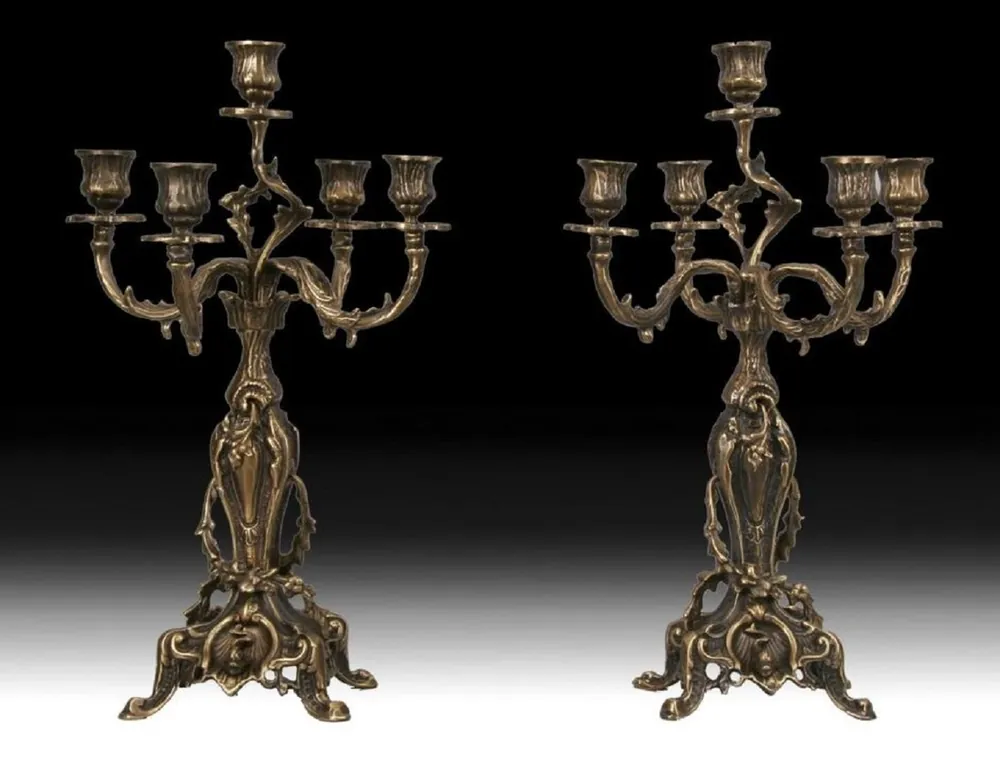 Casa Padrino luxury baroque bronze candle holder set Ø 22 x H. 45 cm - Baroque interior Must-Have
