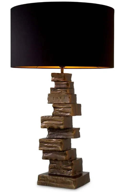 Casa Padrino luxury table lamp black / vintage brass H. 92 cm, W. 19 cm Letzte Chance