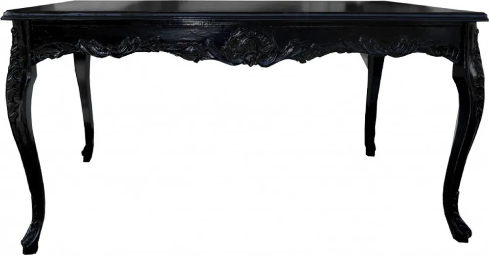 Casa Padrino baroque dining table with glass top black 160 cm - Baroque dining room furniture Neu Im Sortiment