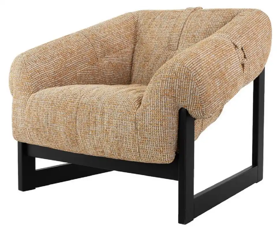 Casa Padrino luxury living room & hotel armchair beige / black H. 69 cm - Luxury Furniture Neue Ware