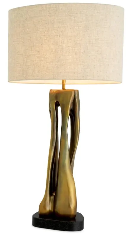 Must-Have Casa Padrino luxury table lamp in vintage brass look / base made of black granite W. 22 cm x H. 89.5 cm