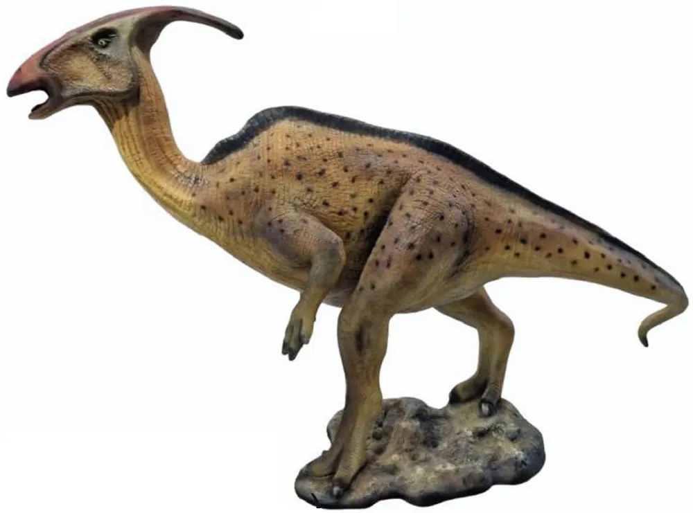 Casa Padrino XXL decorative sculpture dinosaur parasaurolophus brown / gray 298 cm - Huge life size garden figure Schnäppchen