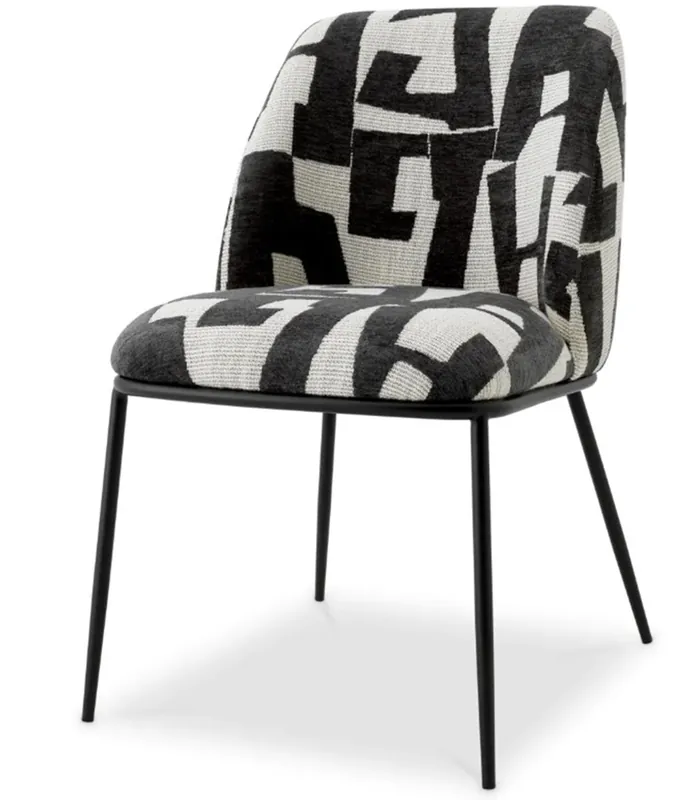 Casa Padrino luxury dining chair black / white W. 50 cm x D. 60 cm x H. 83 cm - Hotel Furniture Letzte Chance