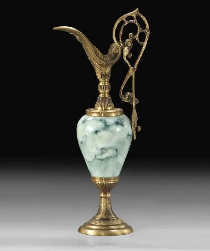 Casa Padrino luxury baroque vase in wine jug shape antique brass / green H. 37 cm - Baroque decoration accessories Top-Angebot