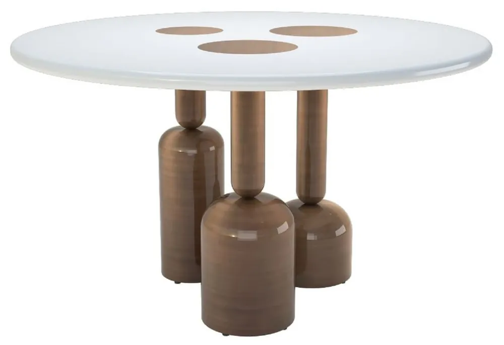 Sonderangebot Casa Padrino luxury dining table white / bronze Ø 150 cm - Luxury hotel & restaurant furniture