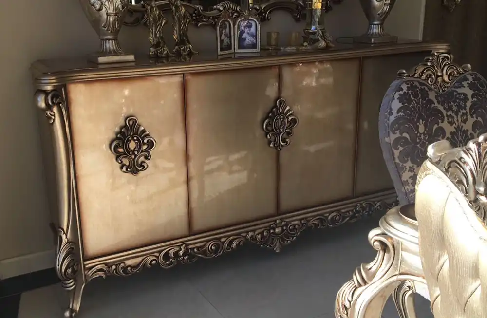 Geprüft Casa Padrino luxury baroque sideboard with 4 doors silver 225 cm - Baroque furniture