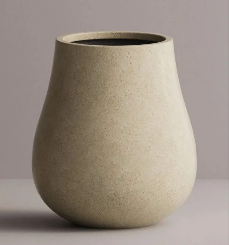 Casa Padrino luxury XXL garden decoration concrete flower pot cream Ø 88 x H. 100 cm Geprüft