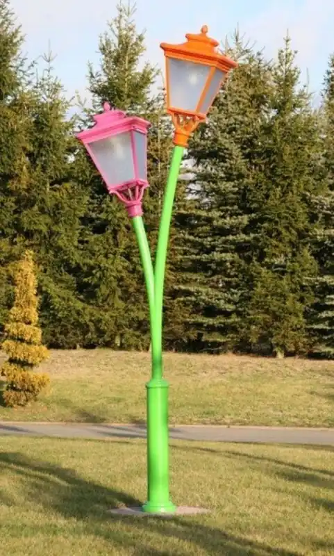 Casa Padrino Art Nouveau double garden lantern green / pink / orange - Outdoor lighting Direkt Vom Hersteller