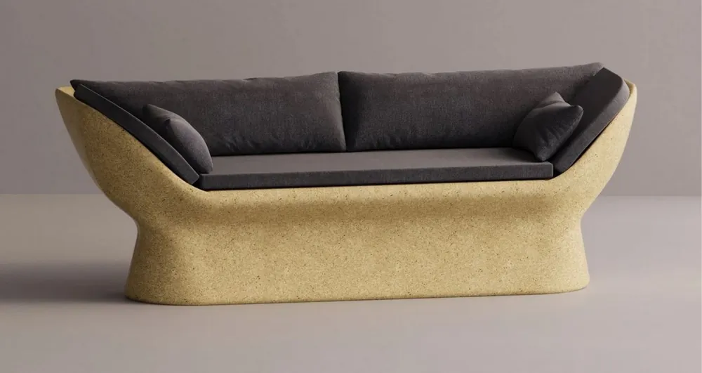 Casa Padrino luxury sofa anthracite / yellow 200 cm - Weatherproof concrete sofa Direkt Vom Hersteller