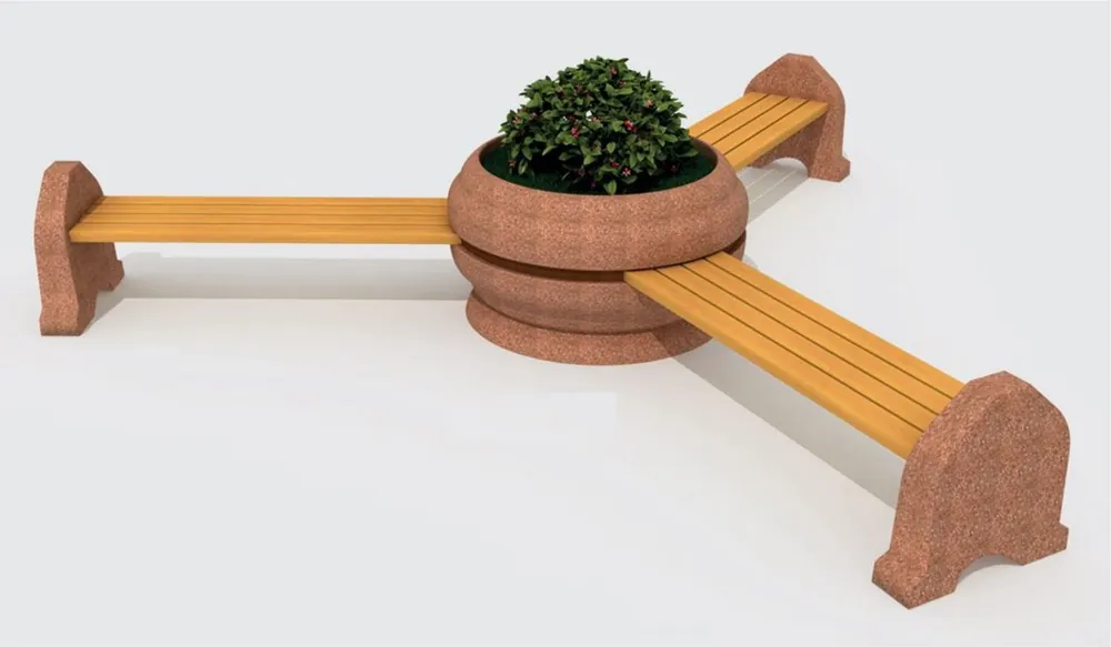 Nur Für Kurze Zeit Casa Padrino park bench - 3 Seater city bench with flower pot natural / brown Ø 340 cm - Outdoor & park furniture