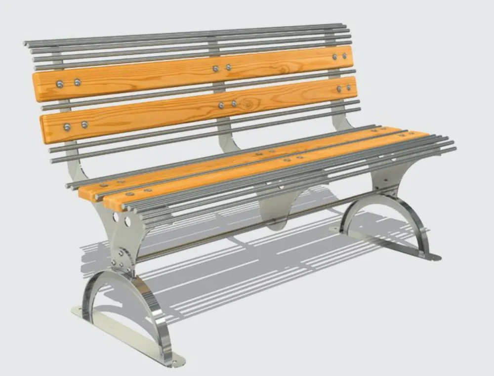 Casa Padrino park bench - Stainless steel city bench silver / natural 149 cm - Outdoor & park furniture Sichere Zahlung