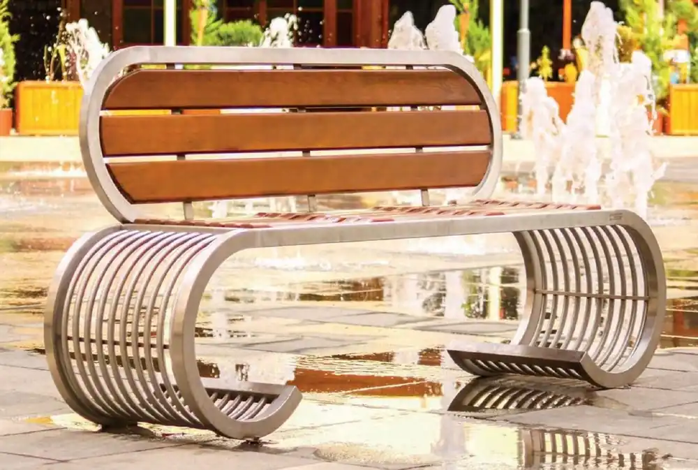 Neuheit Casa Padrino luxury park bench - City bench with backrest silver / brown 190 cm - Outdoor & park furniture